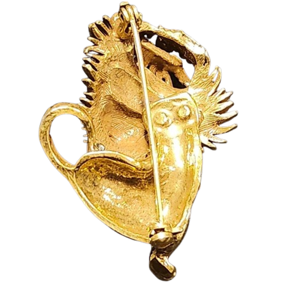 Rare Vtg 1960s Unsigned Boucher Rhinestone Winking Lion Pin Brooch - Picture 4 of 4